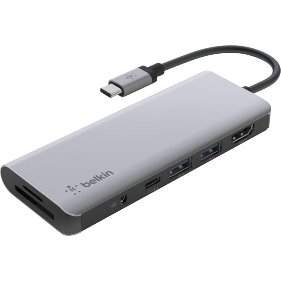 Belkin USB-C 7-in-1 Multiport Adapter, Laptop Docking Station, 2x USB-A 3.1 Gen 2, 4k HDMI 2.0, 100W Power Delivery 3.0 - PVC003btSGY