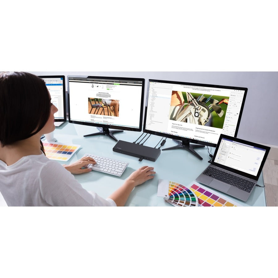 Belkin Universal 15-Port Triple Display USB-C Docking Station - 5 Gbps - 85W - 2xUSB-C, 5xUSB-A, 2xDP 3xHDMI, 1xEthernet, 2x3.5mm Audio - 4K - w/ USB-C Cable - Black - INC007ttBK