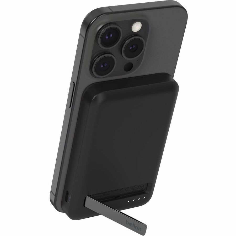 Belkin 15W Wireless Magnetic Power Bank w/ Stand, Qi2 - 5K mAh - 1xUSB-C - Portable Charger - w/ USB-C to USB-C Cable - Black - BPD006btBK