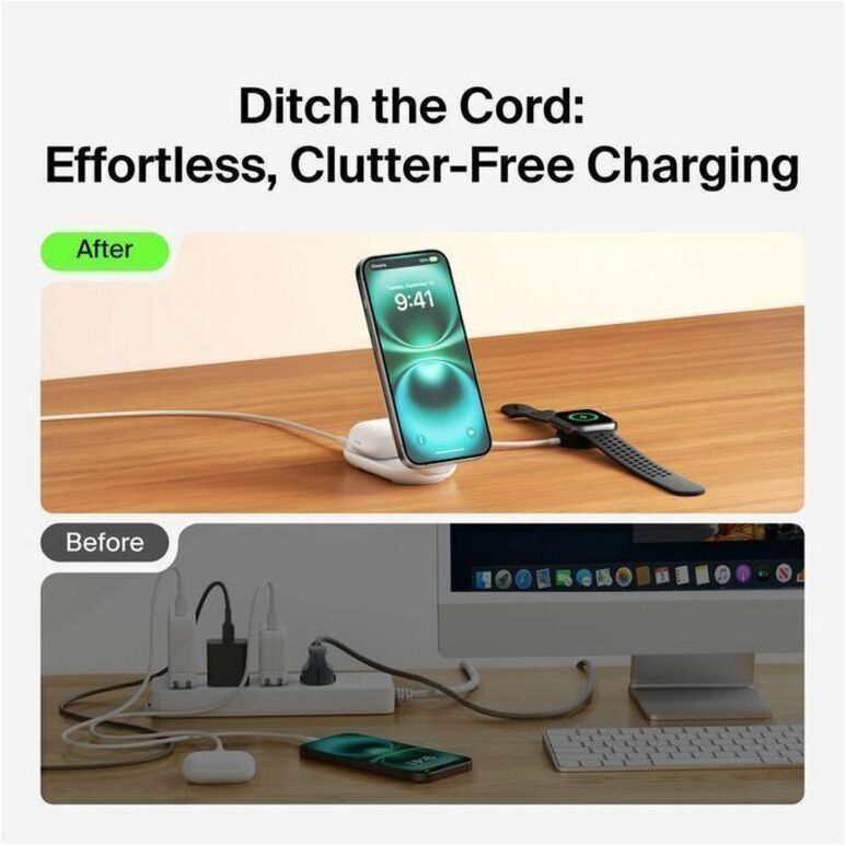 Belkin 25W 2-in-1 Wireless Foldable Magnetic Qi2 Charging Pad for Smartphones & Airpods