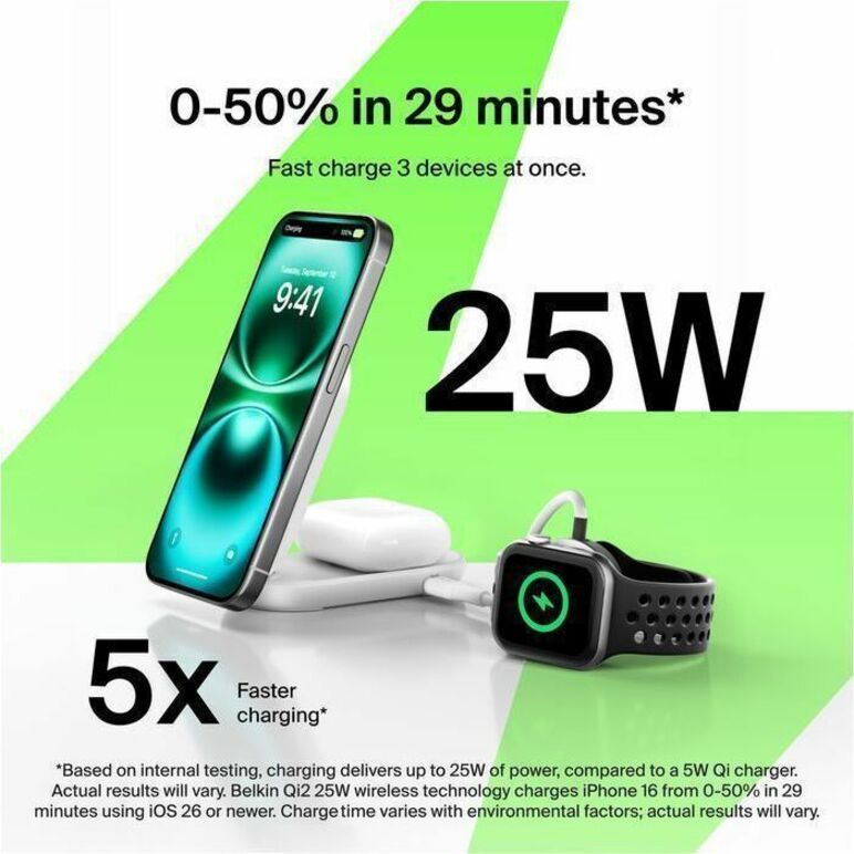 Belkin 25W 2-in-1 Wireless Foldable Magnetic Qi2 Charging Pad for Smartphones & Airpods