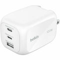Belkin 100W GaN 3-Port USB Wall Charger - 1xUSB-A, 2xUSB-C - Foldable Prongs - Power Adapter - White - WCH016dqWH