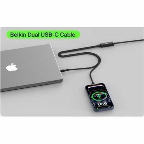Belkin BoostCharge Pro Braided USB-C to Dual USB-C Cable 140W, Black, 5ft/1.5m - CAC004fq1.5MBK
