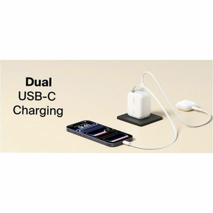 Belkin UltraCharge Retractable GaN Wall Charger 45W, White - WCH023dqWH