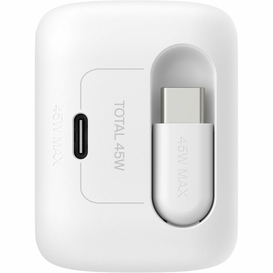 Belkin UltraCharge Retractable GaN Wall Charger 45W, White - WCH023dqWH