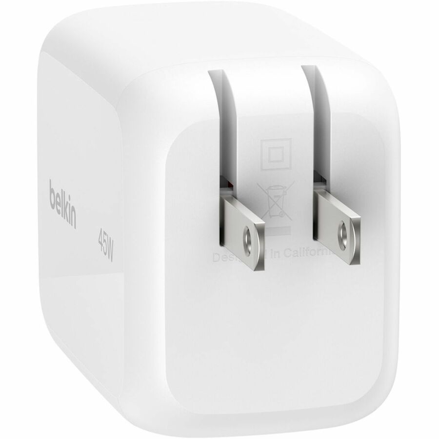Belkin UltraCharge Retractable GaN Wall Charger 45W, White - WCH023dqWH