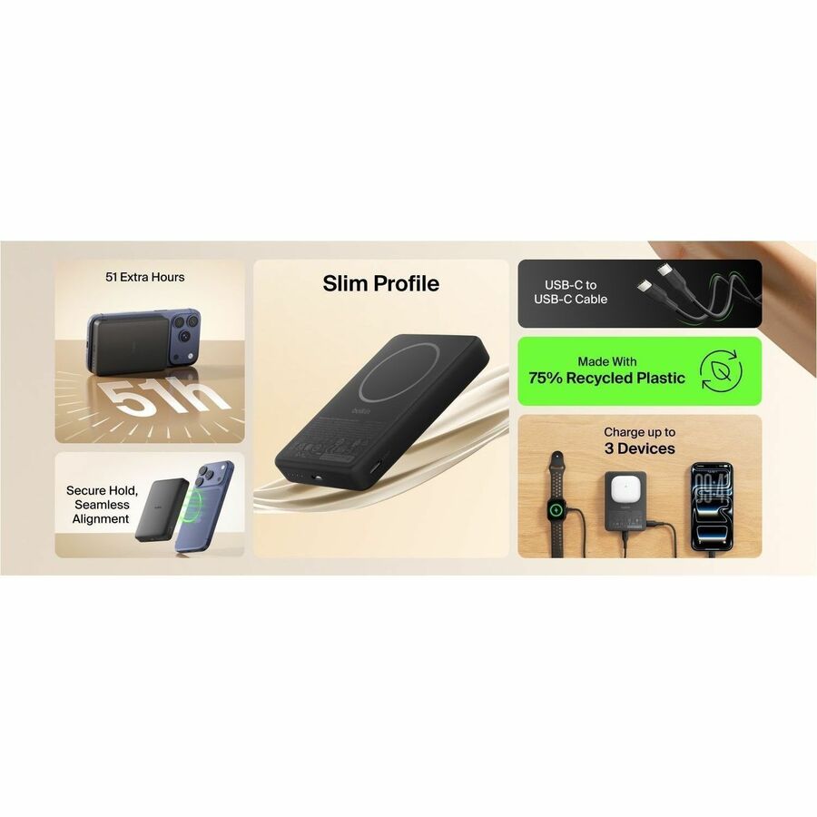 Belkin BoostCharge Slim Magnetic Power Bank 10K - BPD015fqBK