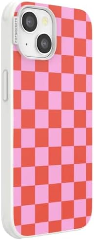 PopSockets iPhone 13 Phone Case with MagSafe- to-Go Wrap | Magnetic, Wireless Charging, Camera & Drop Protection, Checkered, Red, Textured