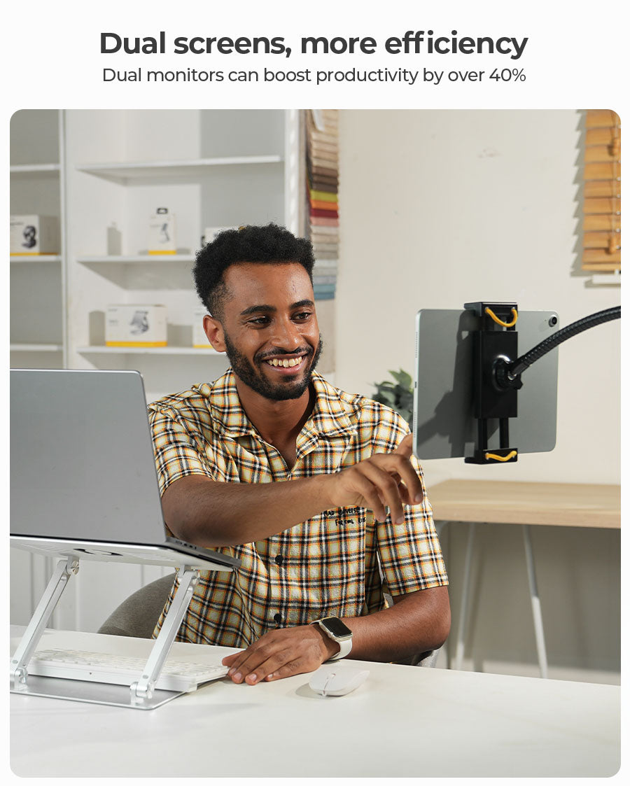Lamicall Tablet Floor Stand - Gooseneck Swivel Tablet Holder Mount with Adjustable Height & 10.6lb Stable Base