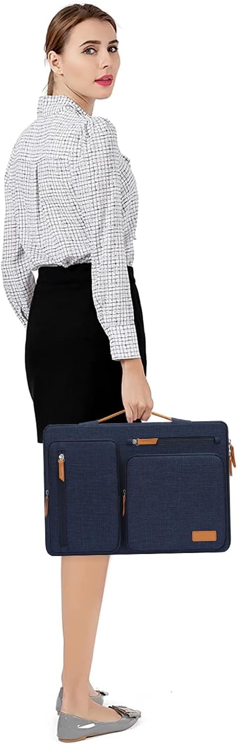 MOSISO 360 Protective Laptop Case 13.3 inch, 13-13.3 inch Laptop Sleeve Compatible with MacBook Air/Pro 13 / Pro 14,HP Dell Acer ASUS,Side Open Carrying Case with 4 Zipper Pockets&Handle, Navy Blue