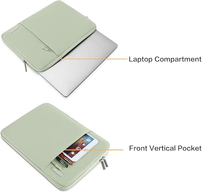 MOSISO Laptop Case 15 inch, 15 inch Laptop Sleeve Compatible with MacBook Air 15 M4 A3241 M3 A3114 M2 A2941 2025 2024 2023,Dell XPS 15,Polyester Vertical Computer Sleeve Bag with Pocket, Sage Green