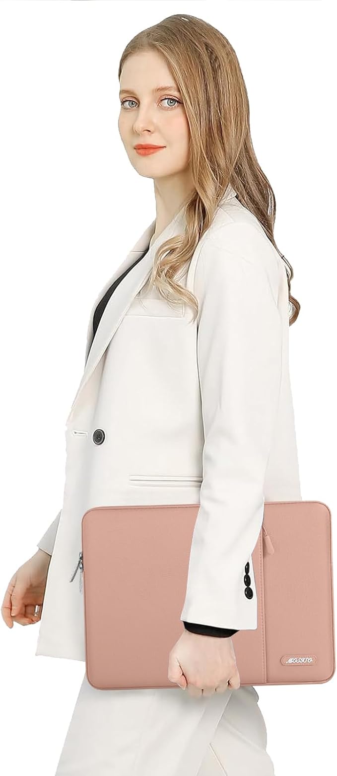MOSISO Laptop Case 15 inch, 15 inch Laptop Sleeve Compatible with MacBook Air 15 M4 A3241 M3 A3114 M2 A2941 2025 2024 2023,Dell XPS 15,Polyester Vertical Computer Sleeve Bag with Pocket, Salmon Pink