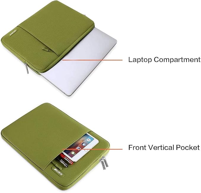 MOSISO Laptop Case 13.3 inch, 13-13.3 inch Laptop Sleeve Compatible with MacBook Air/Pro 13 / Pro 14, HP Dell ASUS Lenovo Notebook, Polyester Vertical Computer Sleeve Bag with Pocket, Chartreuse