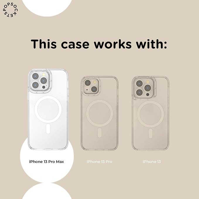 PopSockets iPhone 13 Pro Max Phone Case w/MagSafe- Latte | Magnetic, Wireless Charging, Camera & Drop Protection, Brown, Plain, Cream, Beige, Summer Spring