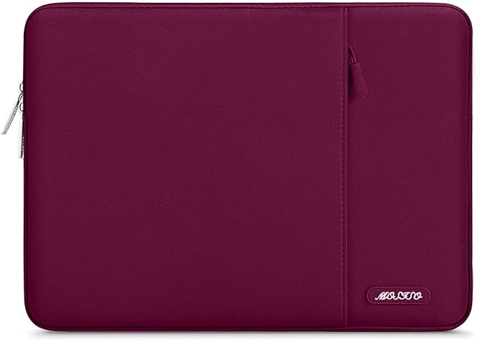 MOSISO Laptop Case 12.3 inch, 11.6-12.3 inch Laptop Sleeve Compatible with MacBook Air 11.6, Acer HP Dell Lenovo Samsung, Surface Pro, Polyester Vertical Computer Sleeve Bag with Pocket, Wine Red