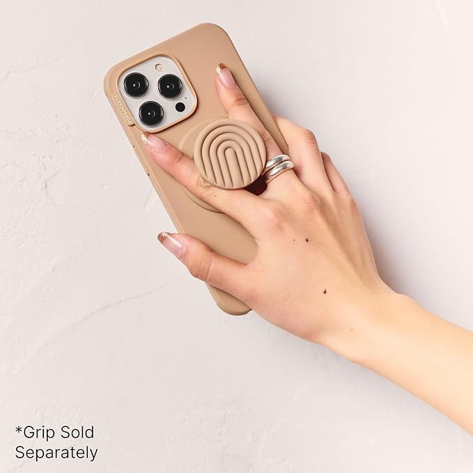 PopSockets iPhone 13 Pro Max Phone Case w/MagSafe- Latte | Magnetic, Wireless Charging, Camera & Drop Protection, Brown, Plain, Cream, Beige, Summer Spring