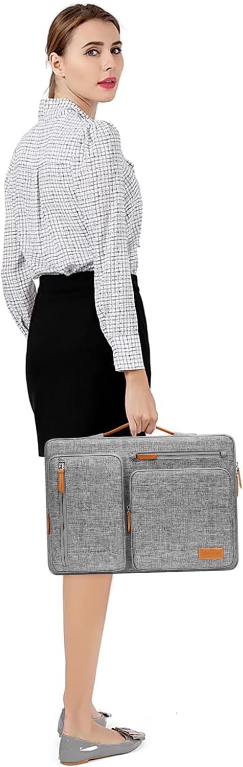 MOSISO 360 Protective Laptop Case 14 inch, 14 inch Laptop Sleeve Compatible with HP Lenovo Dell ASUS Acer, HP, Dell Latitude, Lenovo, Side Open Carrying Case with 4 Zipper Pockets&Handle, Gray