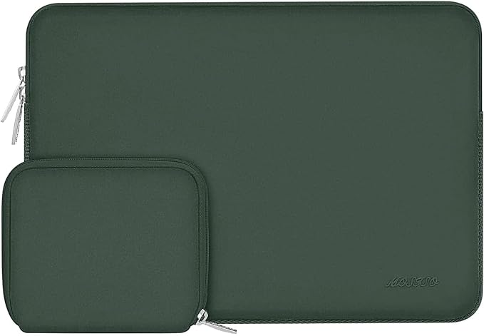 MOSISO Laptop Case 15 inch, 15 inch Laptop Sleeve Bag Compatible with MacBook Air 15 M4 A3241 M3 A3114 M2 A2941 2025 2024 2023, Dell XPS 15, Neoprene Computer Sleeve Bag with Small Case,Midnight Green