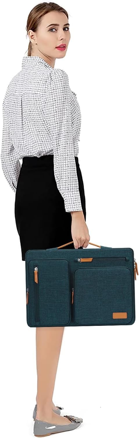 MOSISO 360 Protective Laptop Case 14 inch, 14 inch Laptop Sleeve Compatible with HP Lenovo Dell ASUS Acer, HP, Dell Latitude, Lenovo, Side Open Carrying Case with 4 Zipper Pockets&Handle, Teal Green