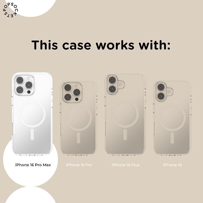 PopSockets iPhone 16 Pro Max Phone Case w/MagSafe Grip- Spotlight Dots | Magnetic, Wireless Charging, Camera & Drop Protection, Phone, Women, Electronic Accessories, For iPad/Kindle/iPhone/Android