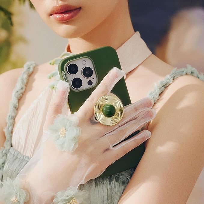 PopSockets iPhone 15 Pro Phone Case with MagSafe- Olive | Magnetic, Wireless Charging, Camera & Drop Protection, Green, Teal, Turquoise, iPad, Removable, Popper