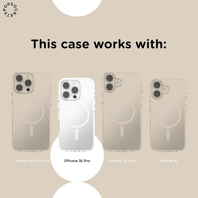 PopSockets iPhone 16 Pro Phone Case with MagSafe- Floating Florals | Magnetic, Wireless Charging, Camera & Drop Protection, Hot Pink, Flower, Floral