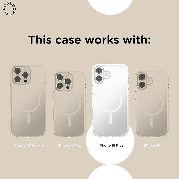PopSockets iPhone 16 Plus Phone Case with MagSafe, Wireless Charging Compatible, Bookish - Storied Shelves