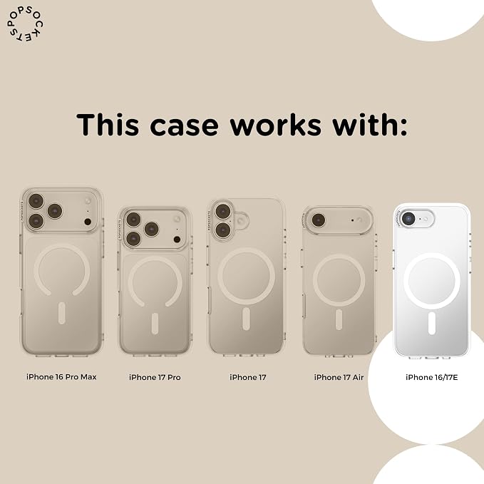 PopSockets iPhone 16/17E Phone Case with MagSafe- Carbon Lattice | Magnetic, Wireless Charging, Camera & Drop Protection, Black, Electronic Accessories, For iPad/Kindle/iPhone/Android