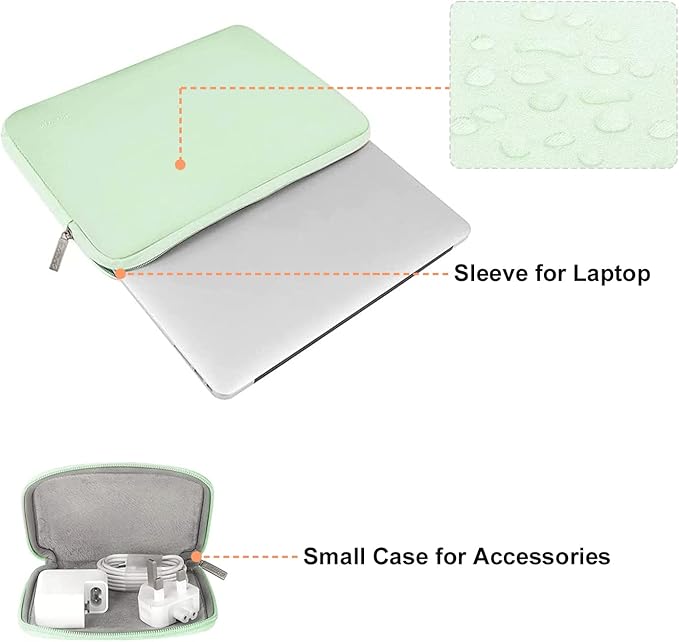 MOSISO Laptop Case 13 inch, 13 inch Laptop Sleeve Bag Compatible with MacBook Air 13 M4 M3 M2 M1 2025-2018 / Pro 13 M2 M1 2025-2016, Neoprene Computer Sleeve Bag with Small Case, Honeydew Green