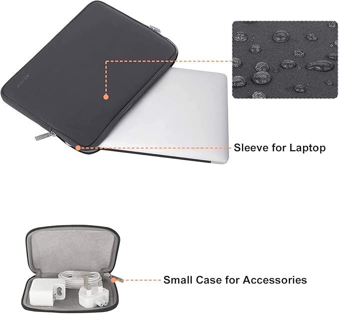MOSISO Laptop Case 13 inch, 13 inch Laptop Sleeve Bag Compatible with MacBook Air 13 M4 M3 M2 M1 2025-2018 / Pro 13 M2 M1 2025-2016, Neoprene Computer Sleeve Bag with Small Case, Space Gray