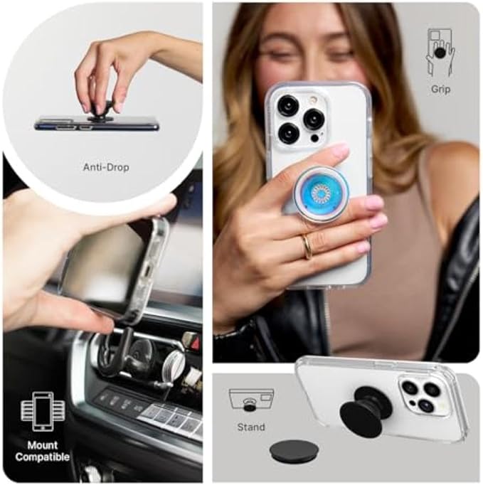 PopSockets iPhone 13 Pro Max Phone Case w/MagSafe- Sweet Heart Blue | Magnetic, Wireless Charging, Camera & Drop Protection, Blue, Phone, Women