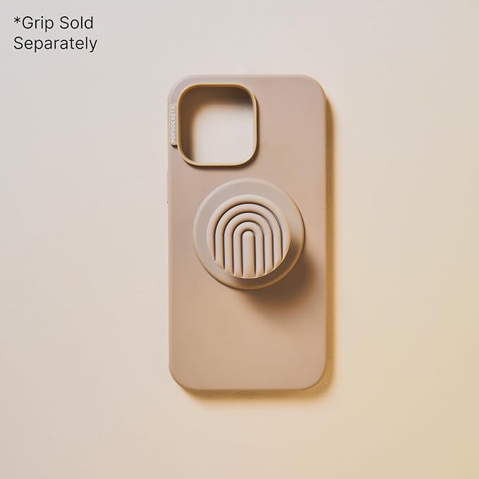 PopSockets iPhone 15 Phone Case with MagSafe- Latte | Magnetic, Wireless Charging, Camera & Drop Protection, Brown, Plain, Cream, Beige, Summer Spring