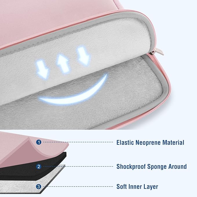 MOSISO Laptop Case 15 inch, 15 inch Laptop Sleeve Bag Compatible with MacBook Air 15 M4 A3241 M3 A3114 M2 A2941 2025 2024 2023, Dell XPS 15, Neoprene Computer Sleeve Bag with Small Case, Baby Pink