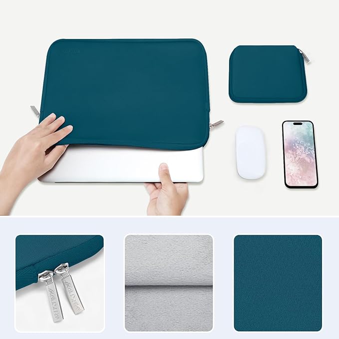 MOSISO Laptop Case 14 inch, 14 inch Laptop Sleeve Bag Compatible with HP Lenovo Dell ASUS Acer, HP Stream, Dell Latitude, Lenovo IdeaPad, Neoprene Computer Sleeve Bag with Small Case, Deep Teal