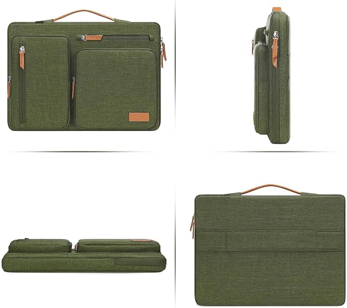 MOSISO 360 Protective Laptop Case 13.3 inch, 13-13.3 inch Laptop Sleeve Compatible with MacBook Air/Pro 13 / Pro 14,HP Dell Acer ASUS,Side Open Carrying Case with 4 Zipper Pockets&Handle, Olive Green