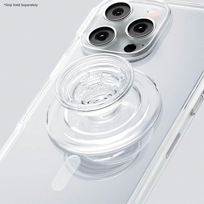 PopSockets iPhone 16 Phone Case with MagSafe- Clear | Magnetic, Wireless Charging, Camera & Drop Protection, Clear, Translucent, iPad, Removable, Popper