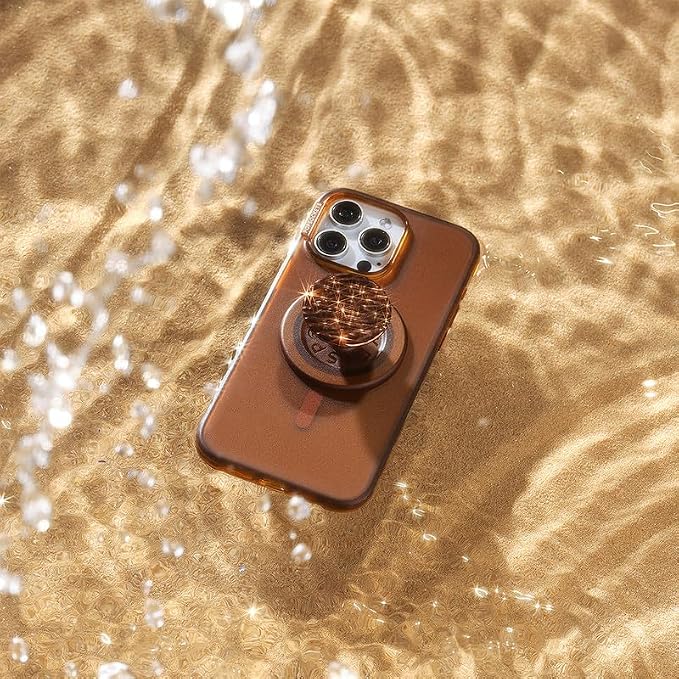 PopSockets iPhone 15 Pro Max Phone Case with MagSafe, Wireless Charging Compatible, Neutral - Amber