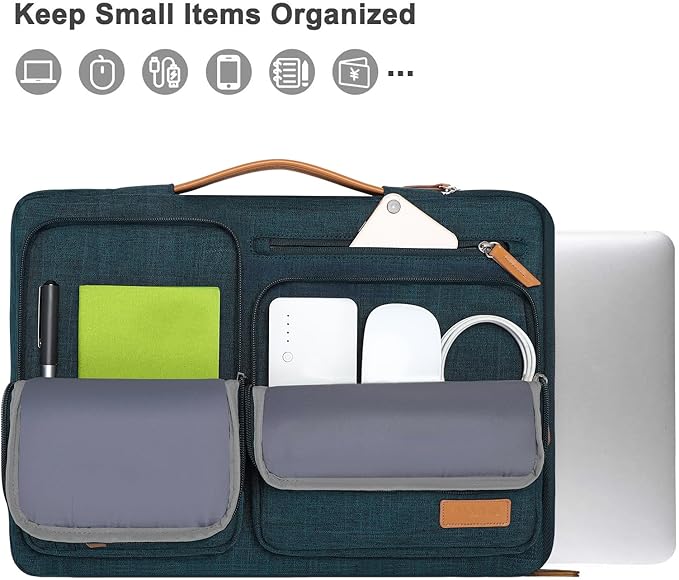 MOSISO 360 Protective Laptop Case 14 inch, 14 inch Laptop Sleeve Compatible with HP Lenovo Dell ASUS Acer, HP, Dell Latitude, Lenovo, Side Open Carrying Case with 4 Zipper Pockets&Handle, Teal Green