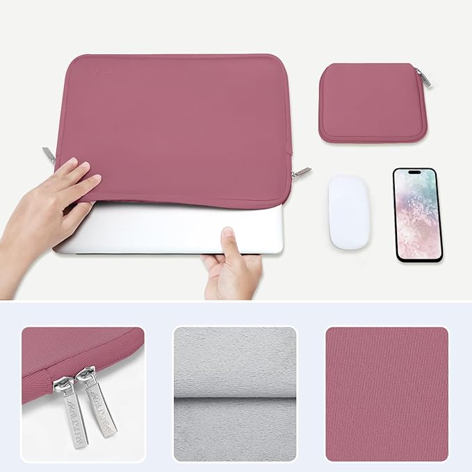 MOSISO Laptop Case 13 inch, 13 inch Laptop Sleeve Bag Compatible with MacBook Air 13 M4 M3 M2 M1 2025-2018 / Pro 13 M2 M1 2025-2016, Neoprene Computer Sleeve Bag with Small Case, Dusty Rose