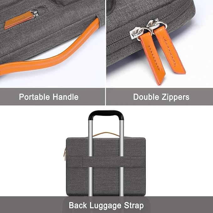 MOSISO 360 Protective Laptop Case 13.3 inch, 13-13.3 inch Laptop Sleeve Compatible with MacBook Air/Pro 13 / Pro 14,HP Dell Acer ASUS,Side Open Carrying Case with 4 Zipper Pockets&Handle, Taupe Gray