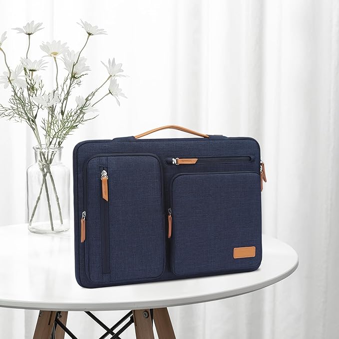 MOSISO 360 Protective Laptop Case 15 inch, 15 inch Laptop Sleeve Compatible with MacBook Air M4 M3 M2 2025 2024 2023, Dell XPS Plus, Side Open Carrying Case with 4 Zipper Pockets&Handle, Navy Blue