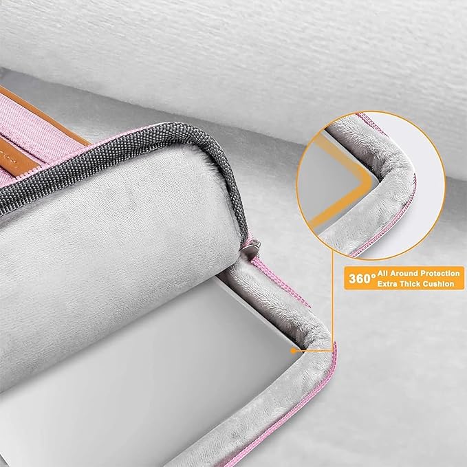 MOSISO 360 Protective Laptop Case 13.3 inch, 13-13.3 inch Laptop Sleeve Compatible with MacBook Air/Pro 13 / Pro 14,HP Dell Acer ASUS,Side Open Carrying Case with 4 Zipper Pockets&Handle, Pink