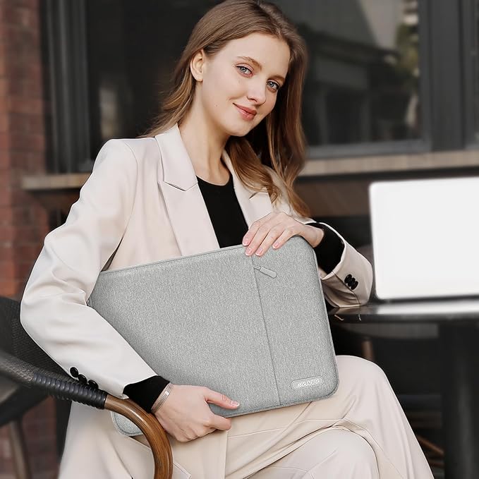 MOSISO Laptop Case 17.3 inch, 17-17.3 inch Laptop Sleeve Compatible with Dell, HP, Lenovo, Asus, Acer, Alienware, Polyester Vertical Computer Sleeve Bag with Pocket, Gray