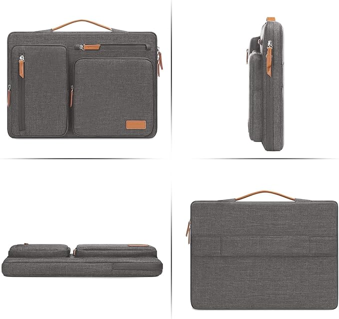 MOSISO 360 Protective Laptop Case 13.3 inch, 13-13.3 inch Laptop Sleeve Compatible with MacBook Air/Pro 13 / Pro 14,HP Dell Acer ASUS,Side Open Carrying Case with 4 Zipper Pockets&Handle, Taupe Gray