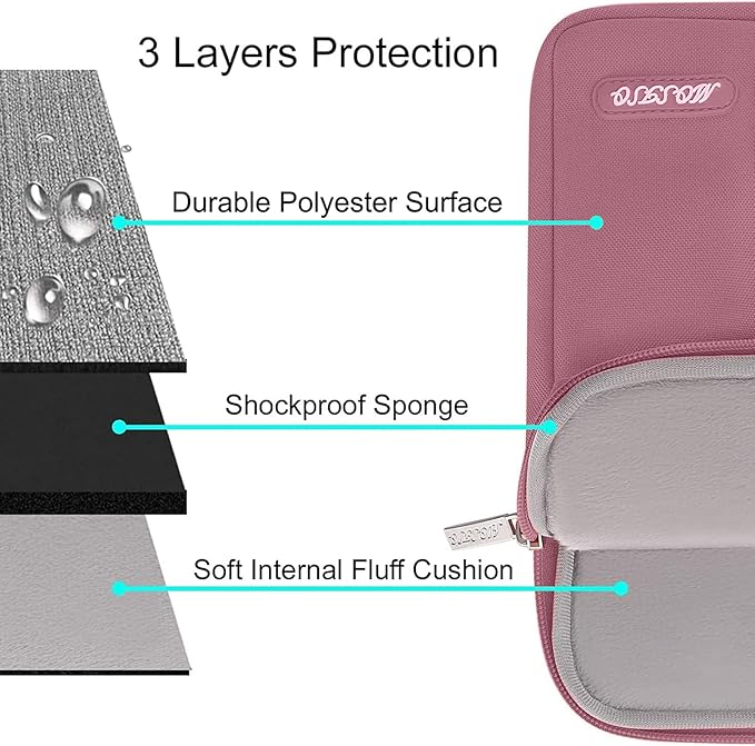 MOSISO Laptop Case 13 inch, 13 inch Laptop Sleeve Compatible with MacBook Air M4 M3 M2 M1 2025-2018 / Pro M2 M1 2025-2016, Polyester Vertical Computer Sleeve Bag with Pocket, Dusty Rose