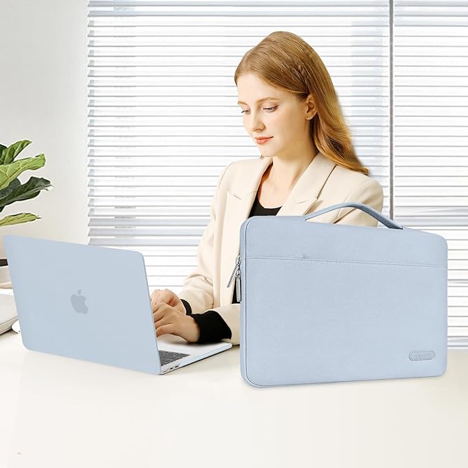 MOSISO Compatible with MacBook Air 13 inch Case 2025 2024 2023 2022 M4 A3240 M3 A3113 M2 A2681, Hard Shell&Sleeve Bag&Keyboard Skin&Webcam Cover&Screen Film for MacBook Air 13.6 inch, Baby Blue