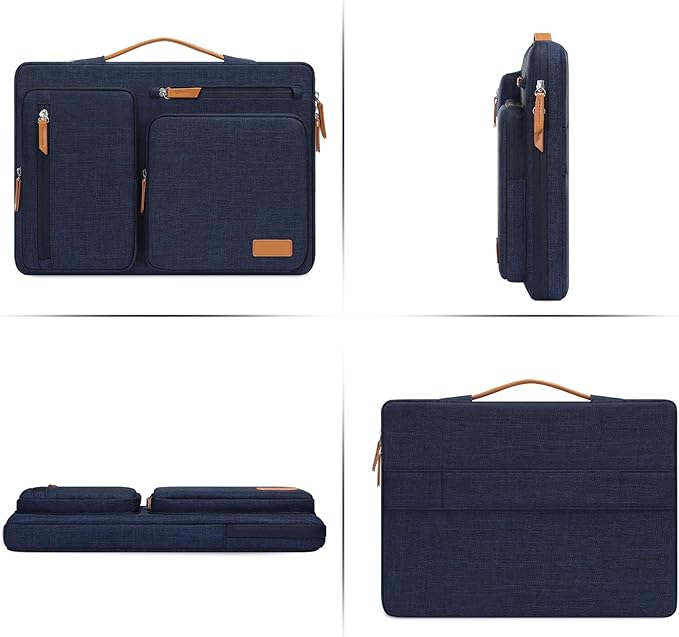 MOSISO 360 Protective Laptop Case 13.3 inch, 13-13.3 inch Laptop Sleeve Compatible with MacBook Air/Pro 13 / Pro 14,HP Dell Acer ASUS,Side Open Carrying Case with 4 Zipper Pockets&Handle, Navy Blue