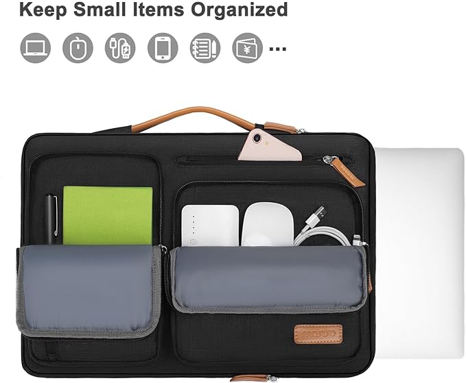 MOSISO 360 Protective Laptop Case 13.3 inch, 13-13.3 inch Laptop Sleeve Compatible with MacBook Air/Pro 13 / Pro 14,HP Dell Acer ASUS,Side Open Carrying Case with 4 Zipper Pockets&Handle, Black