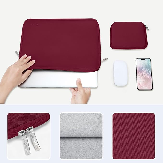 MOSISO Laptop Case 16 inch, 15-15.6 inch Laptop Sleeve Bag Compatible with MacBook Pro 16 inch, HP, Acer, Dell, Lenovo, ASUS Notebook, Neoprene Computer Sleeve Bag with Small Case, Red