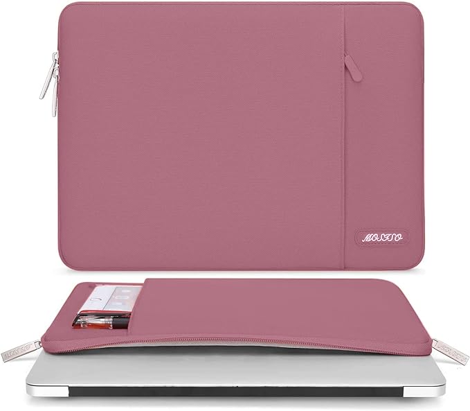 MOSISO Laptop Case 13 inch, 13 inch Laptop Sleeve Compatible with MacBook Air M4 M3 M2 M1 2025-2018 / Pro M2 M1 2025-2016, Polyester Vertical Computer Sleeve Bag with Pocket, Dusty Rose